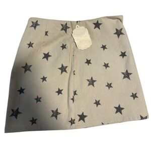 Altar’d State Cream and black star print mini skirt